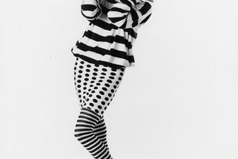 Sophie in Black & White dots and stripes MULTIPLES (also the tights) for work or school. <br/>